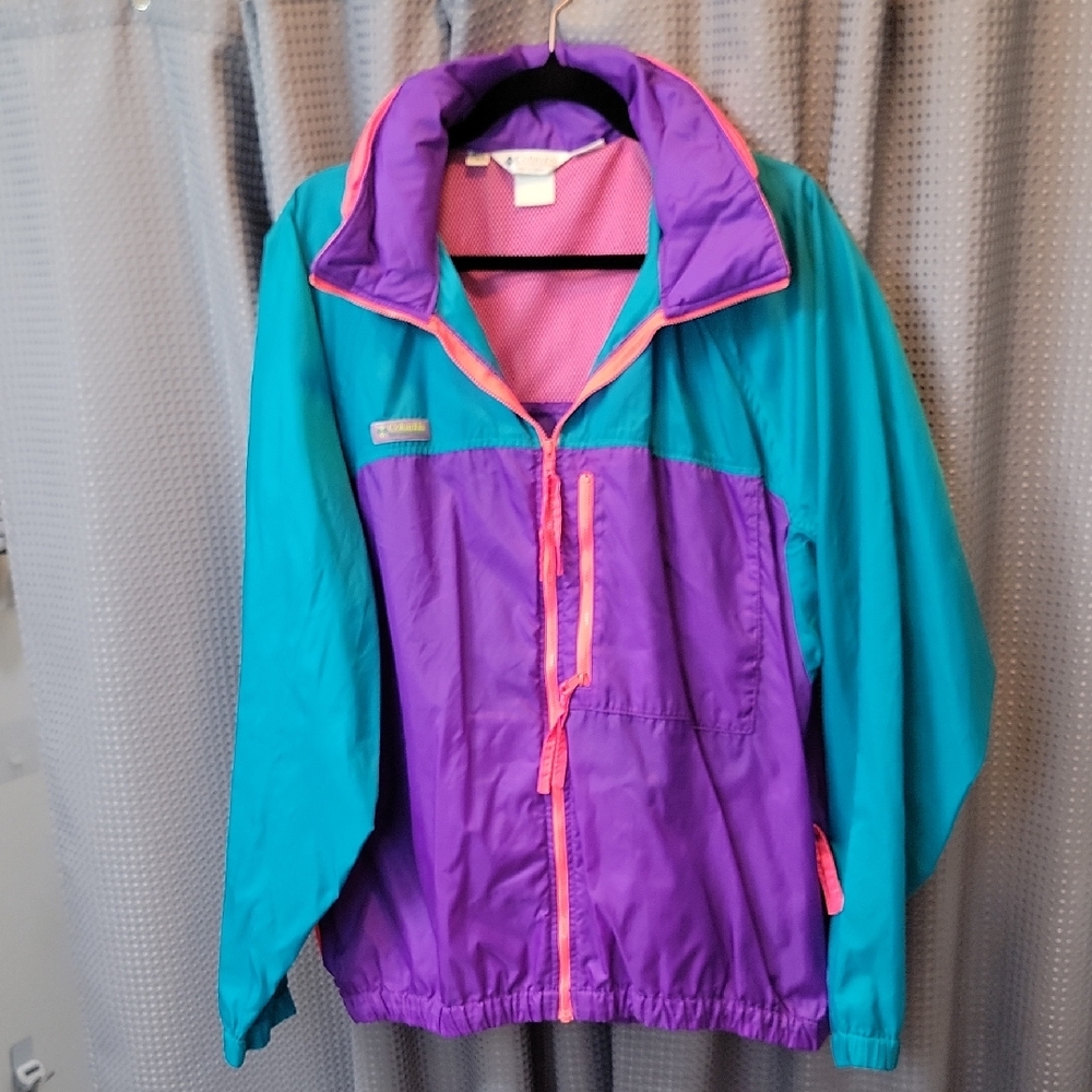 Vintage 90's Columbia Windbreaker with Detachable Hood Size L